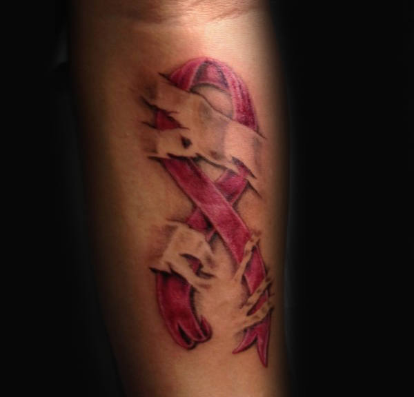 Schleife tattoo gegen den Krebs 71